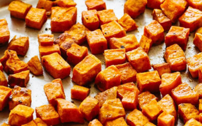 Cinnamon Pear Balsamic Roasted Sweet Potatoes